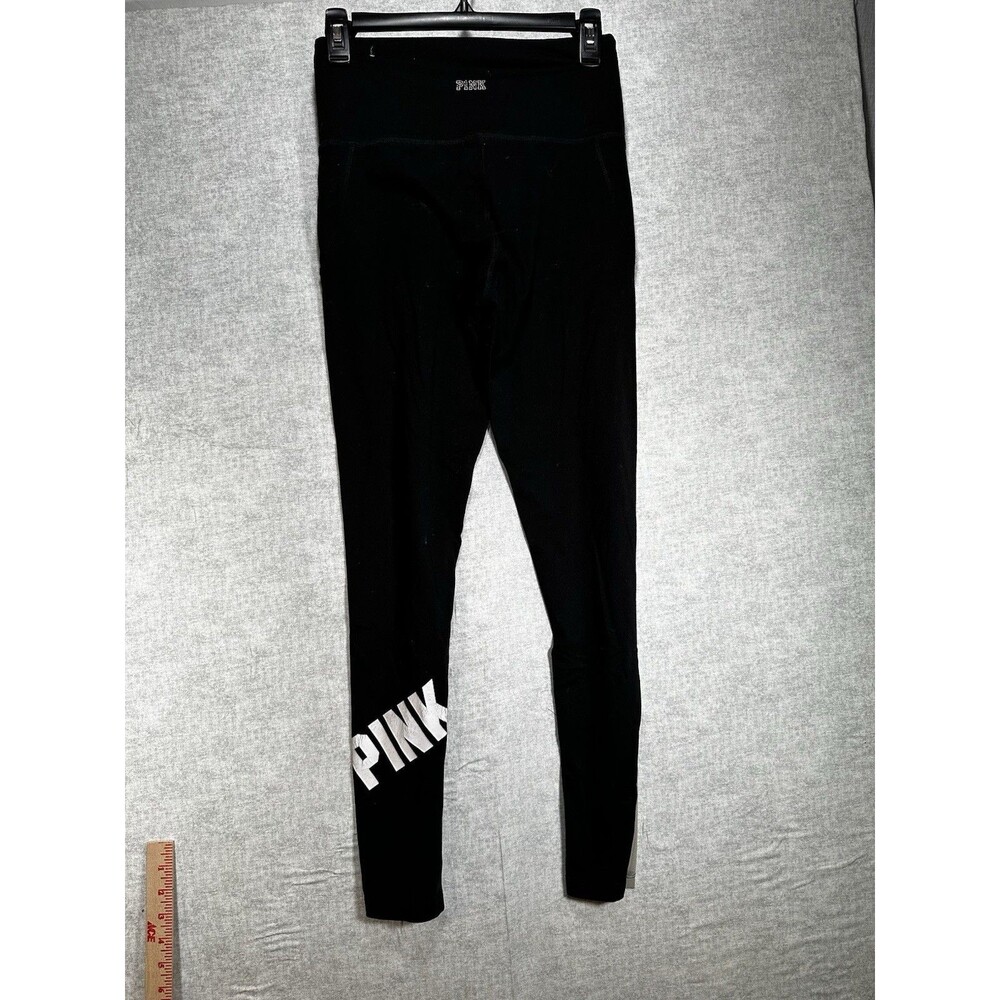 Victoria Secret's Pink Ultimate Black with White Stripe Yoga Pants Size Small - Picture 2 of 6